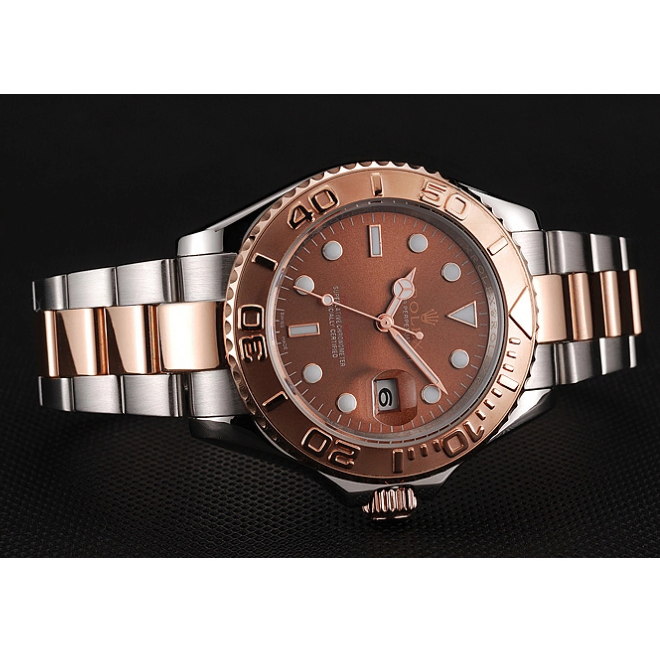 AAA Replica Watches Tone Gold Two Master Rose Steel Dial 1453864 Yacht Bracelet Rolex Stainless 0825